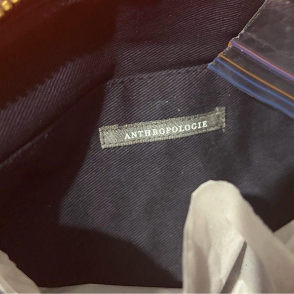 Anthropologie The Fiona Large Beaded Pouch Dark Florals Plaid Flower Bag NWT - Picture 6 of 8